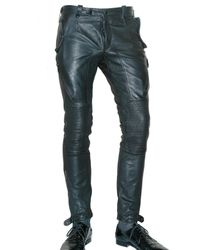 Burberry Prorsum | Black Tumbled Leather Biker Trousers for Men | Lyst