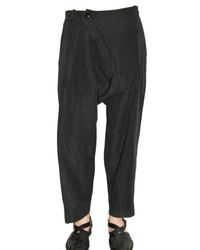 Damir Doma | Black Front Wrap Over Ramie Cotton Trousers for Men | Lyst