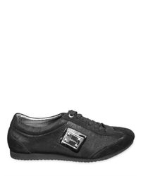 Dolce & Gabbana | Black Metal Plaque Suede and Patent Sneakers for Men | Lyst