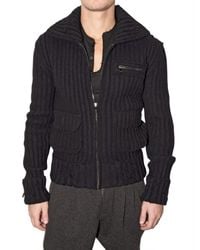 Dolce & Gabbana | Black Thick Ribbed Knit Cardigan Sweater for Men | Lyst