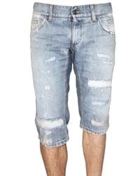 Dolce & Gabbana | Blue Destroyed Rammended Denim Shorts for Men | Lyst