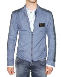Dolce & Gabbana | Blue Washed Nappa Inserts Nylon Sport Jacket for Men | Lyst