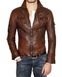 Dolce & Gabbana | Brown Washed Nappa Leather Jacket for Men | Lyst