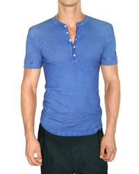 DSquared² | Blue Cotton Linen Serafino T-shirt for Men | Lyst