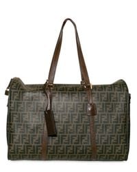 Fendi | Brown Logo Jacquard Boston Medium Top Handle for Men | Lyst