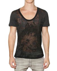 John Galliano | Black Semi Sheer Devore Jersey T-shirt for Men | Lyst