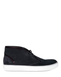 Lanvin | Blue Suede and Patent Piping Sneakers for Men | Lyst