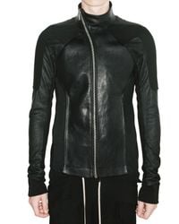 Rick Owens | Black Denim and Blistered Lamb Leather Jacket for Men | Lyst