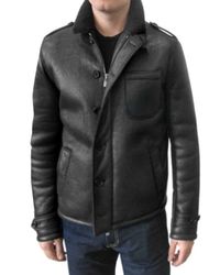 Simon Spurr | Black Calf Shearling Leather Jacket for Men | Lyst