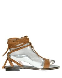 Ferragamo | Brown 10mm Suede Gladiator Sandals | Lyst