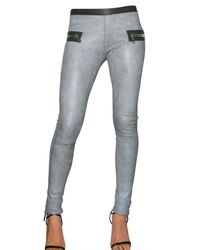 Les Chiffoniers | Gray Stretch Distressed Leather Leggings | Lyst