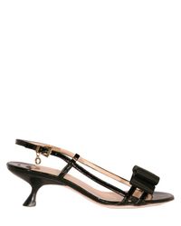 O Jour | Black 50mm Patent Grosgrain Bow Sandals | Lyst