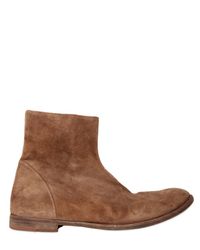 Officine Creative | Brown Side Zip Suede Boots for Men | Lyst
