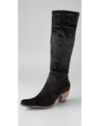 Elizabeth and James | Black Velvet Western Tall Boots | Lyst