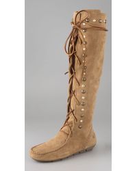 House of Harlow 1960 | Brown Suede Lace-up Mocassin Boots | Lyst