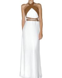 Bally | White Silk Cady and Leather Strap Dress | Lyst