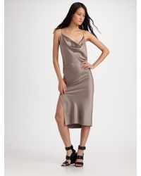 Alexander Wang | Brown Folded Back Slip Dress | Lyst