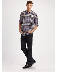 Burberry Brit | Purple Exploded-check Sportshirt for Men | Lyst