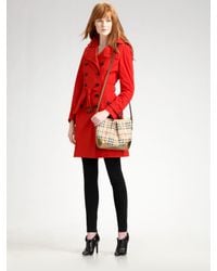 Burberry | Red Taffeta Trenchcoat | Lyst
