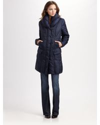 Creenstone | Blue Pillow Collar Puffer Coat | Lyst