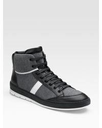 Dior Homme | Gray Jersey & Leather High-top Sneakers for Men | Lyst