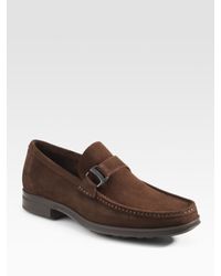 Ferragamo | Brown Liven Suede Loafers for Men | Lyst