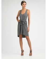 Halston | Black Tie Waist Tank Dress | Lyst