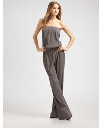 Joie | Gray Strapless Gauze Jumpsuit | Lyst