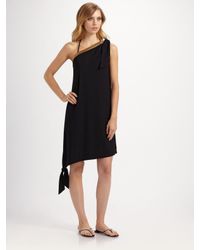 La Perla | Black Silk One-shoulder Coverup | Lyst