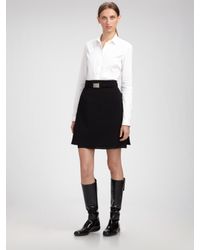 Prada | Black Belted Double-layer Skirt | Lyst