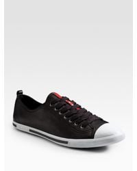 Prada | Black Nappa Leather Sneakers for Men | Lyst