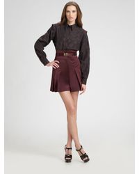 Saint Laurent | Purple Pleated Satin Shorts | Lyst