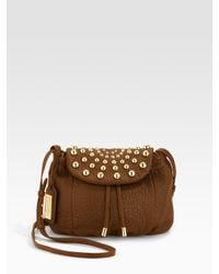 Badgley Mischka | Brown Melanie Studded-flap Bag | Lyst