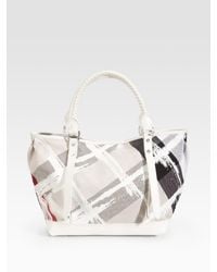 Burberry | Green Painted-check Canvas Tote | Lyst