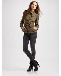 Burberry Brit | Green Cropped Trench Coat | Lyst