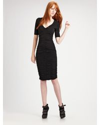 Burberry | Black Ruched V-neck Top | Lyst