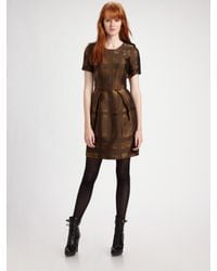 Burberry | Metallic Leena Ikat Pleat Front Dress | Lyst