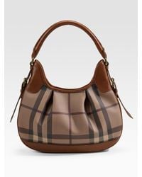 Burberry | Brown Checked Hobo | Lyst