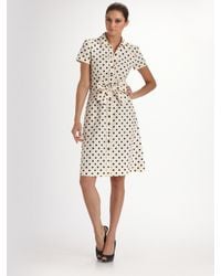 Carolina Herrera | White Polka Dot Poplin Shirtdress | Lyst