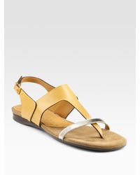 Chie Mihara | Natural Two-tone T-strap Sandals | Lyst