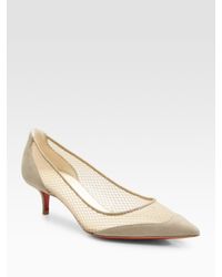 Christian Louboutin | Natural Mireille Suede & Mesh Pumps | Lyst