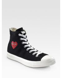 Comme des Garçons | Hightop Black Canvas Converse Sneakers | Lyst