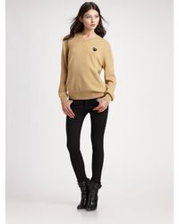 Comme des Garçons | Natural Wool V-neck Sweater | Lyst