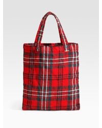Comme des Garçons | Red Tartan North/south Tote | Lyst