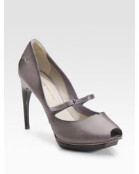 CoSTUME NATIONAL | Gray Mary Jane Peep-toe Pumps | Lyst
