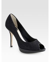Dior | Black Miss Lace Peep Toe Pumps | Lyst