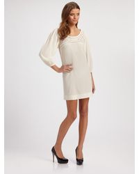 DKNY | White Stretch Silk Crepe-de-chine Dress | Lyst