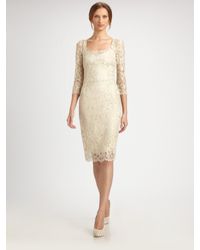 Dolce & Gabbana | White Floral Lace Three-quarter Sleeve Dress | Lyst