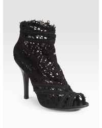 Dolce & Gabbana | Black Embellished Lace Ankle Boots | Lyst