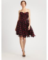 Dolce & Gabbana | Purple Polka Dot Chiffon Strapless Dress | Lyst